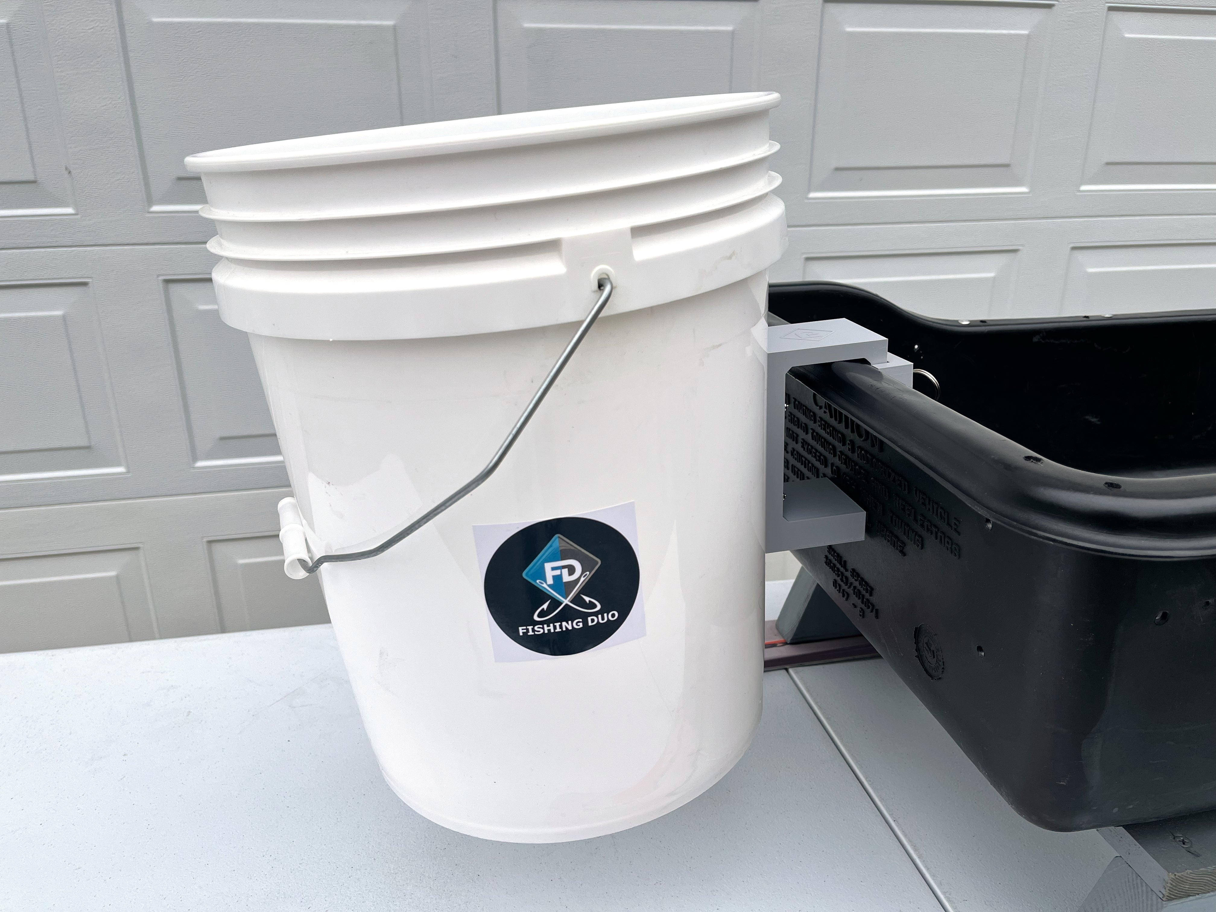 Ice Fishing Sled Bucket Bracket With Locking Clip, On Sled Bucket Attached