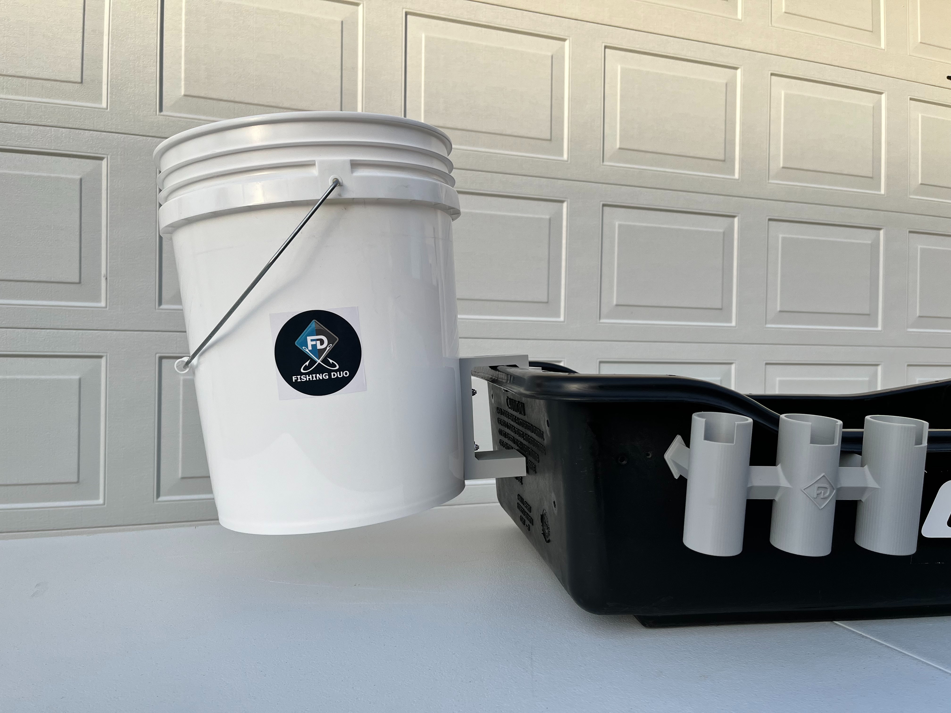 Ice Fishing Sled Bucket Bracket With Locking Clip, On Sled Bucket Attached Up High