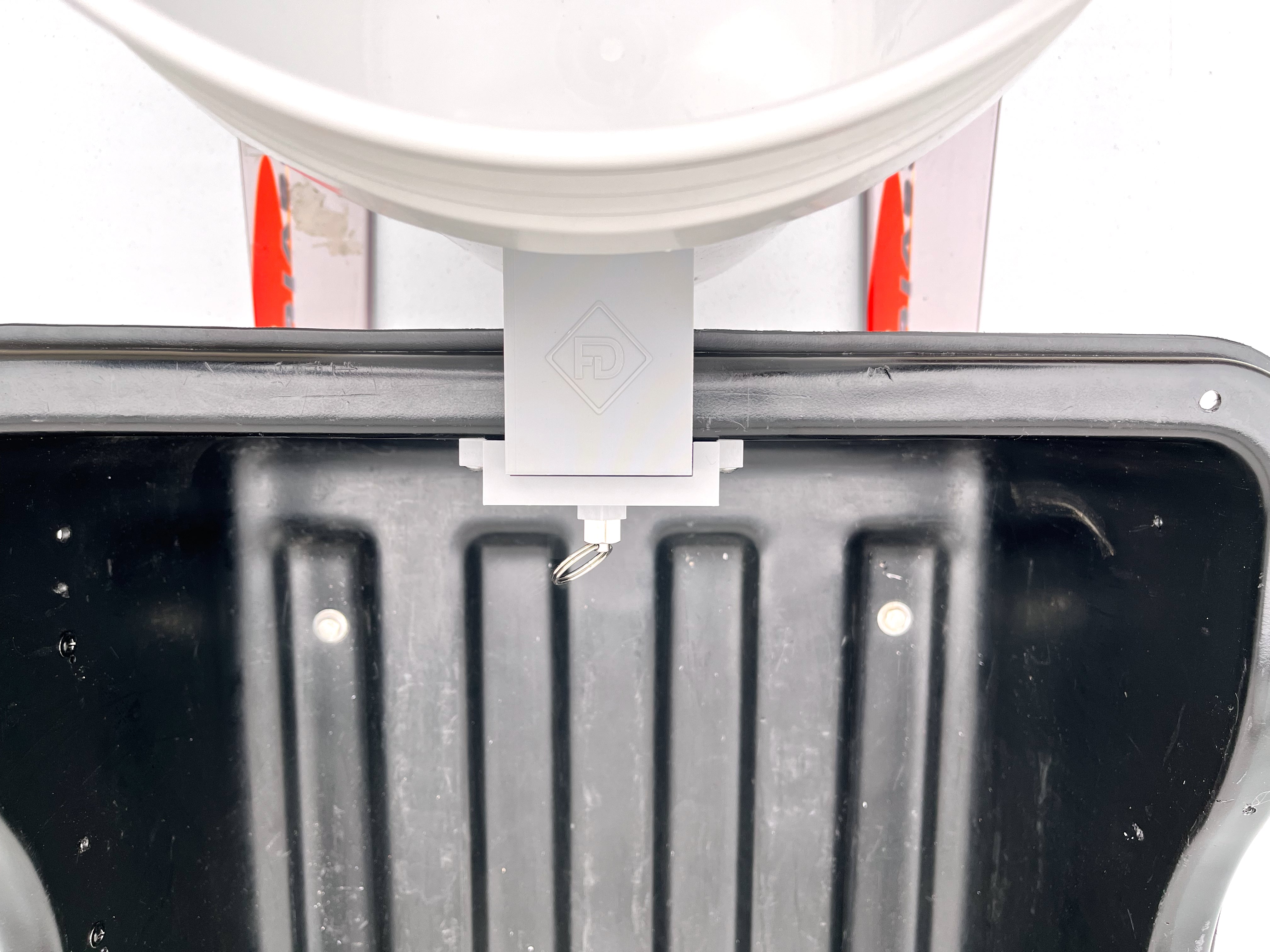 Ice Fishing Sled Bucket Bracket With Locking Clip, On Sled Top