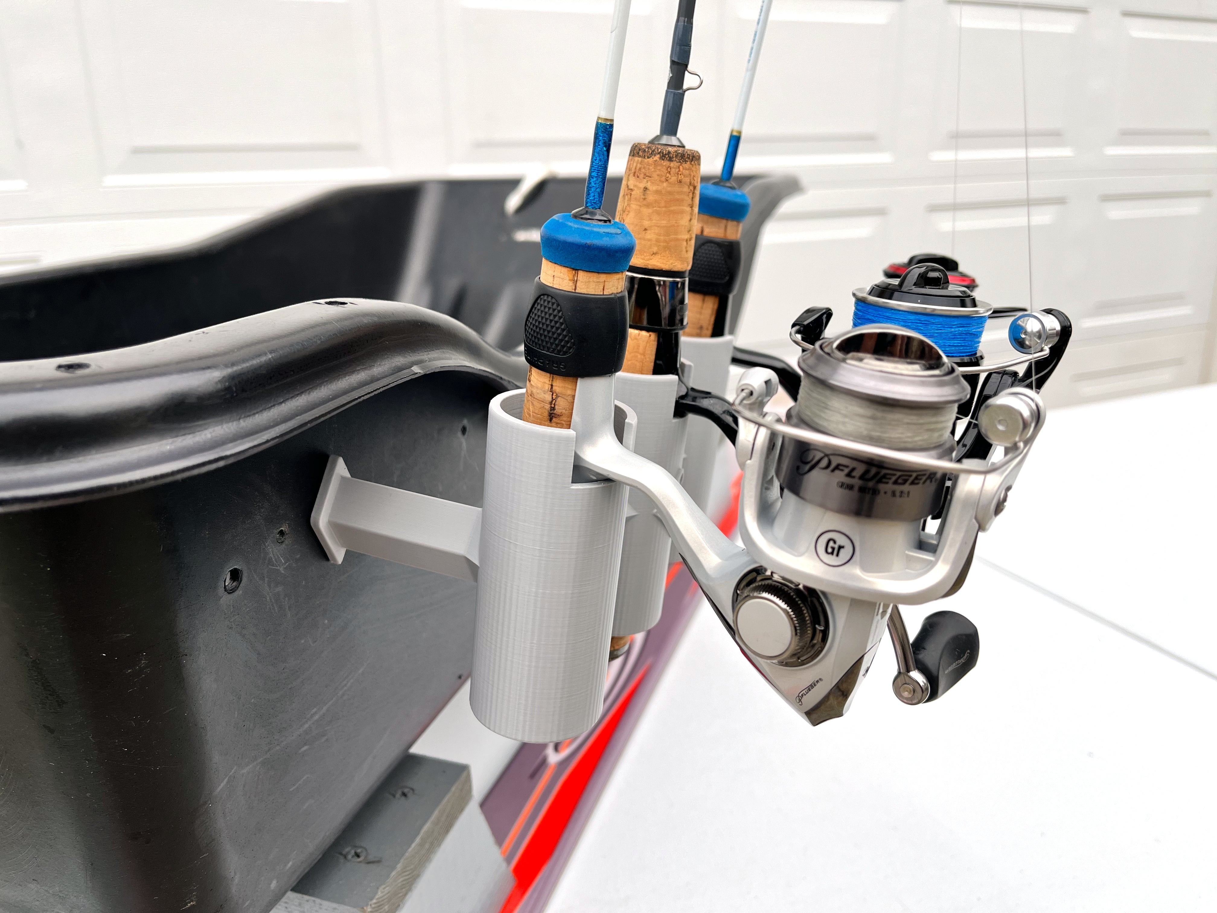 Ice Fishing Sled Rod Holder, Attached To Smitty Sled With Rods Right View