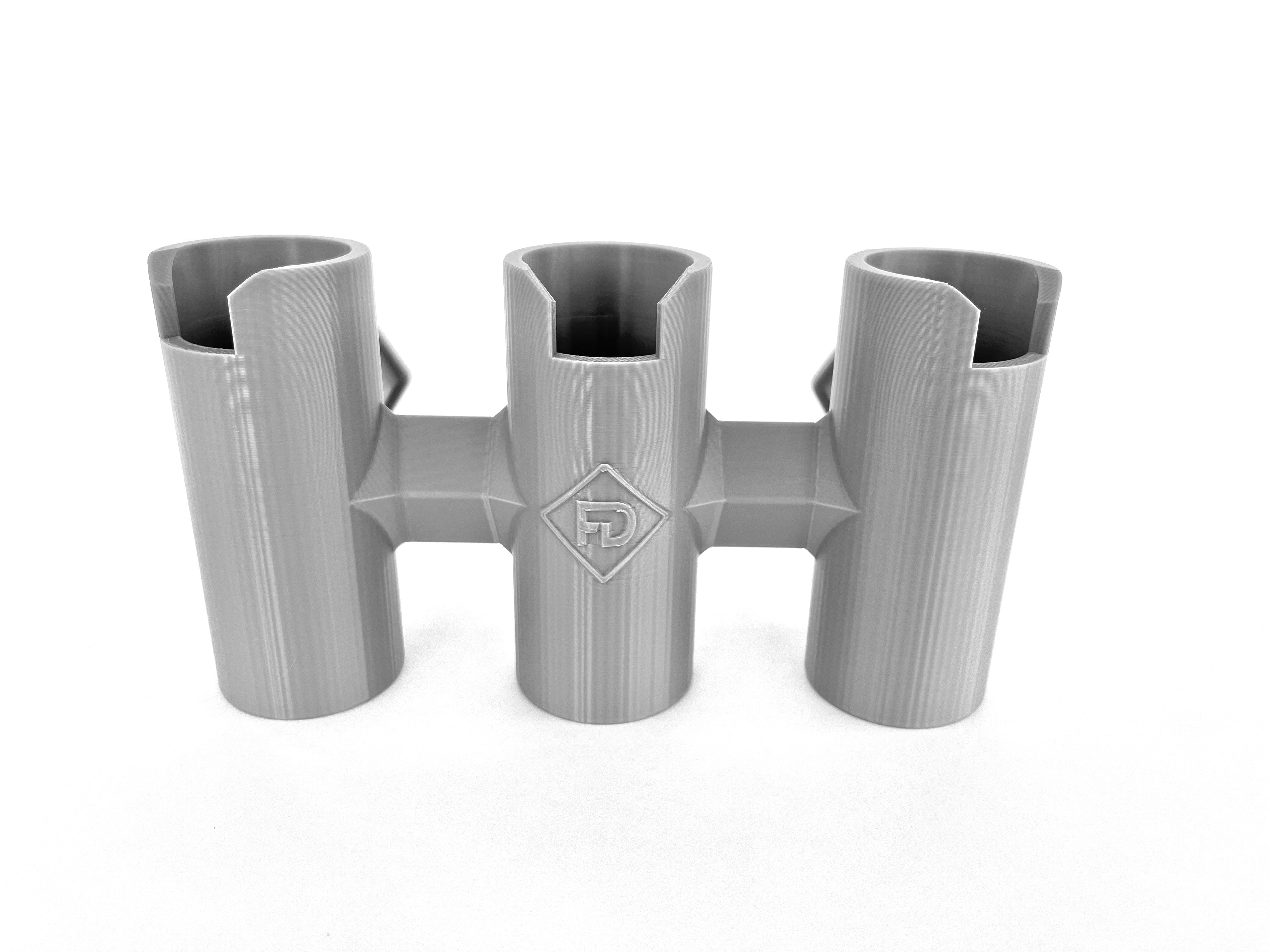 Updated ice fishing sled rod holder, front view