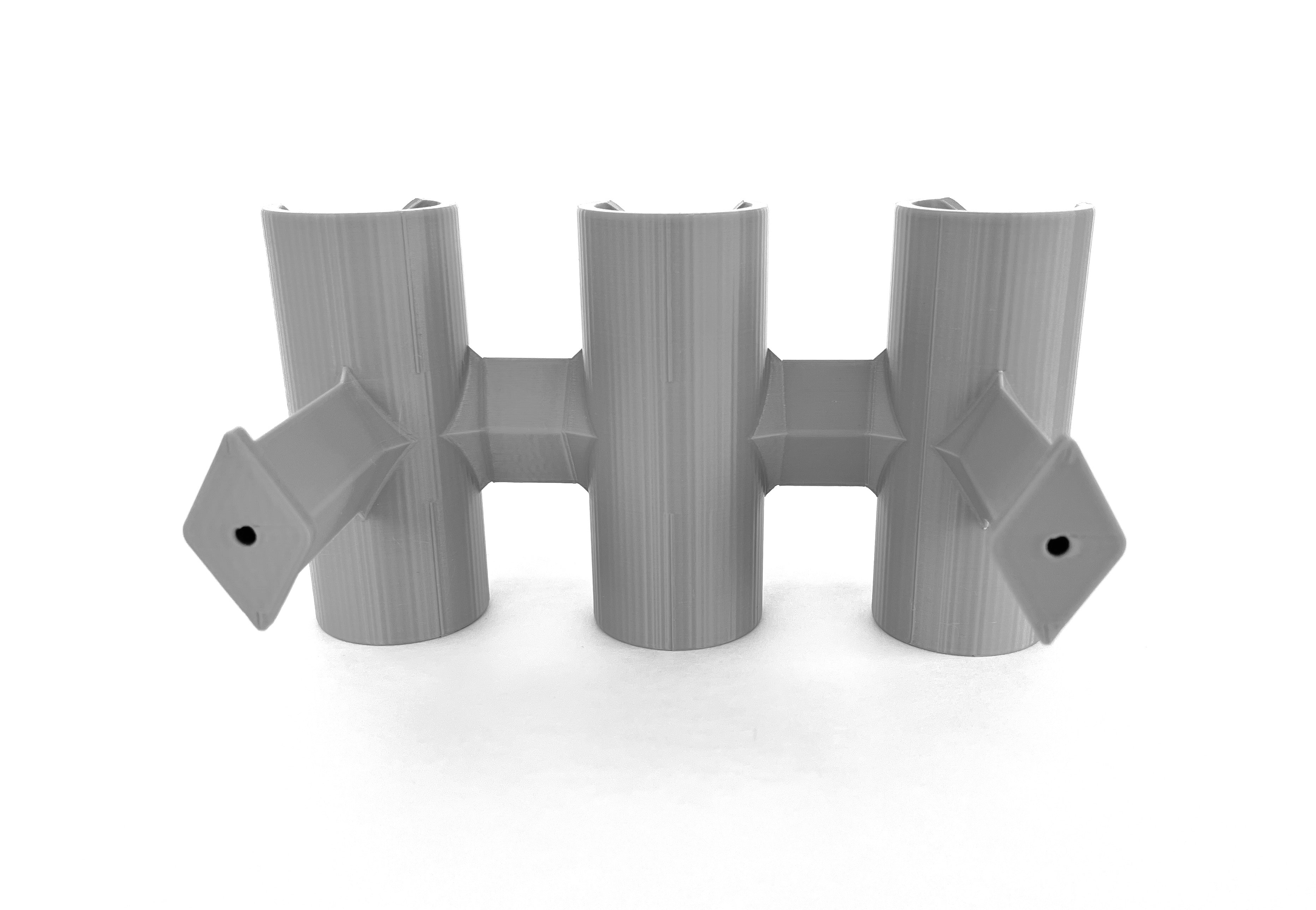 Updated ice fishing sled rod holder, back view